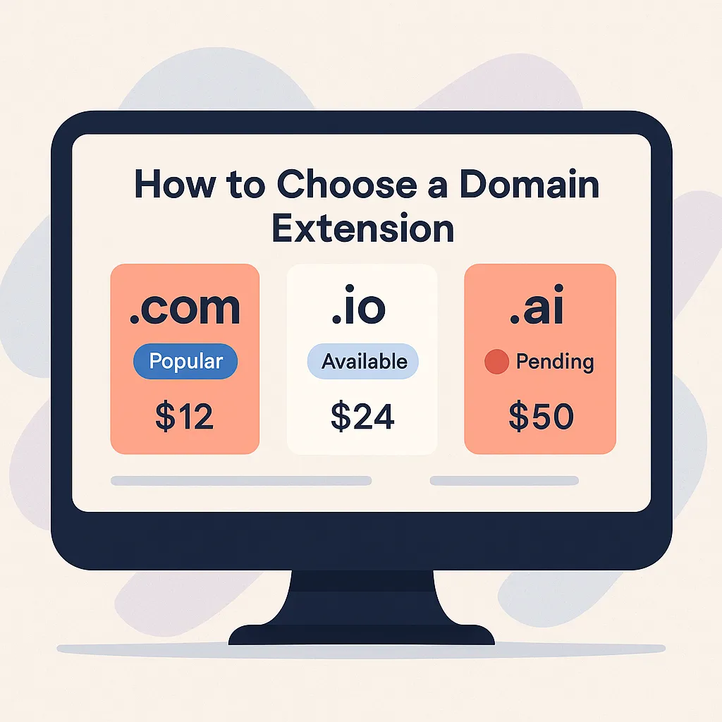 How to Choose a Domain Extension: .com vs .io vs .ai (2026 Guide)